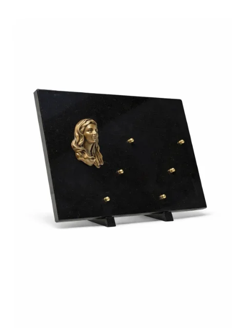 Plaque granit noir bronze vierge
