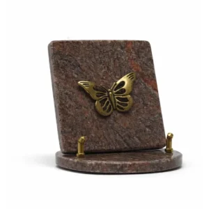 Plaque granit rose bronze papillon