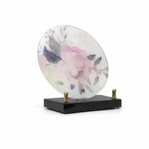 Plaque plexi blanche fleur rose