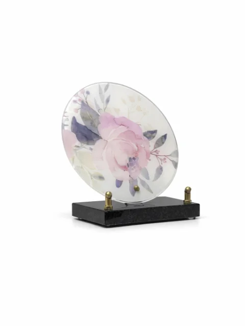 Plaque plexi blanche fleur rose