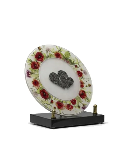Plaque plexi coquelicot coeur