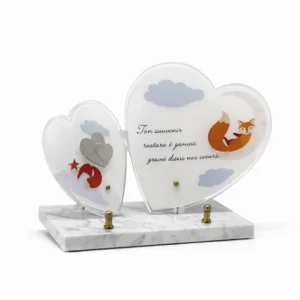 Plaque plexi double coeur renard