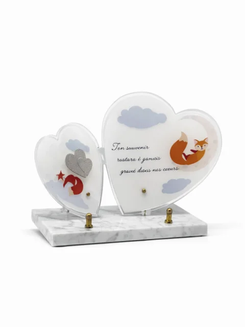 Plaque plexi double coeur renard