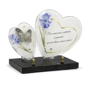 Plaque plexi double coeur violette