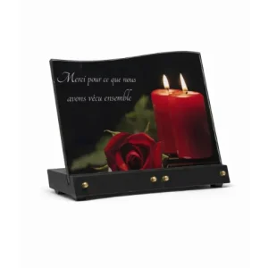 Plaque plexi noir bougie rouge