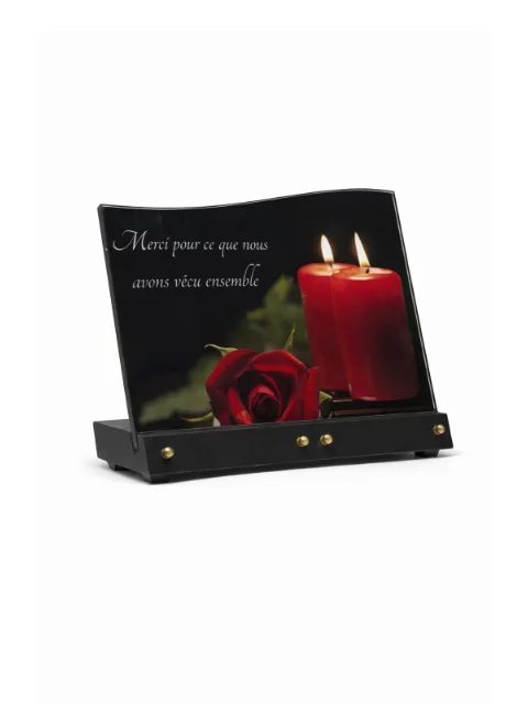 Plaque plexi noir bougie rouge