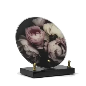 Plaque plexi noir fleur rose