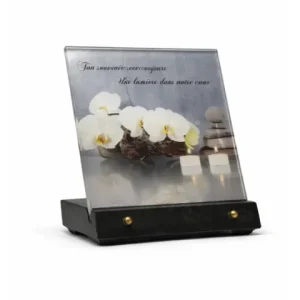 Plaque plexi orchidée blanche