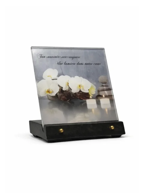 Plaque plexi orchidée blanche