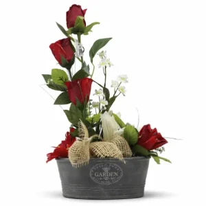 Pot cottage rose rouge