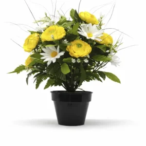Pot de fleurs jaune