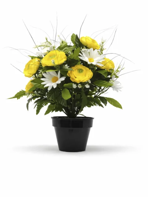 Pot de fleurs jaune