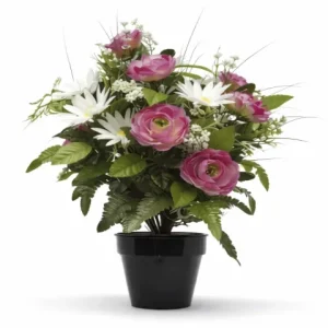 Pot de fleurs rose