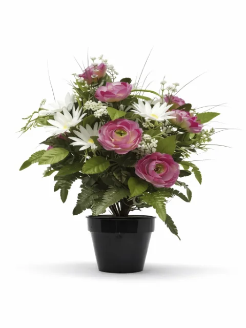 Pot de fleurs rose
