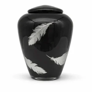 Urne laqué noir plume