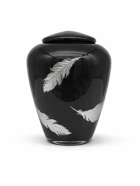 Urne laqué noir plume