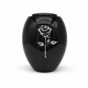 Urne laquée noir rose