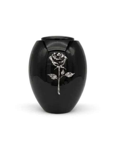Urne laquée noir rose