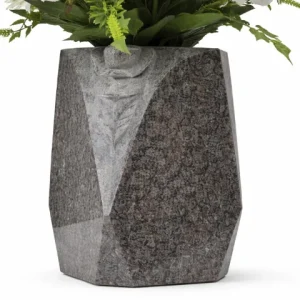 Vase granit himalaya blue, rose incrustée